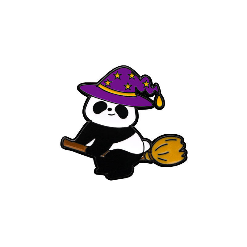 Wholesale  Panda Cartoon Brooch Drip Oil Alloy Badge With Pumpkin Witch Vampire Skull Fashion Accessory For Party Gift Boutique Resale
