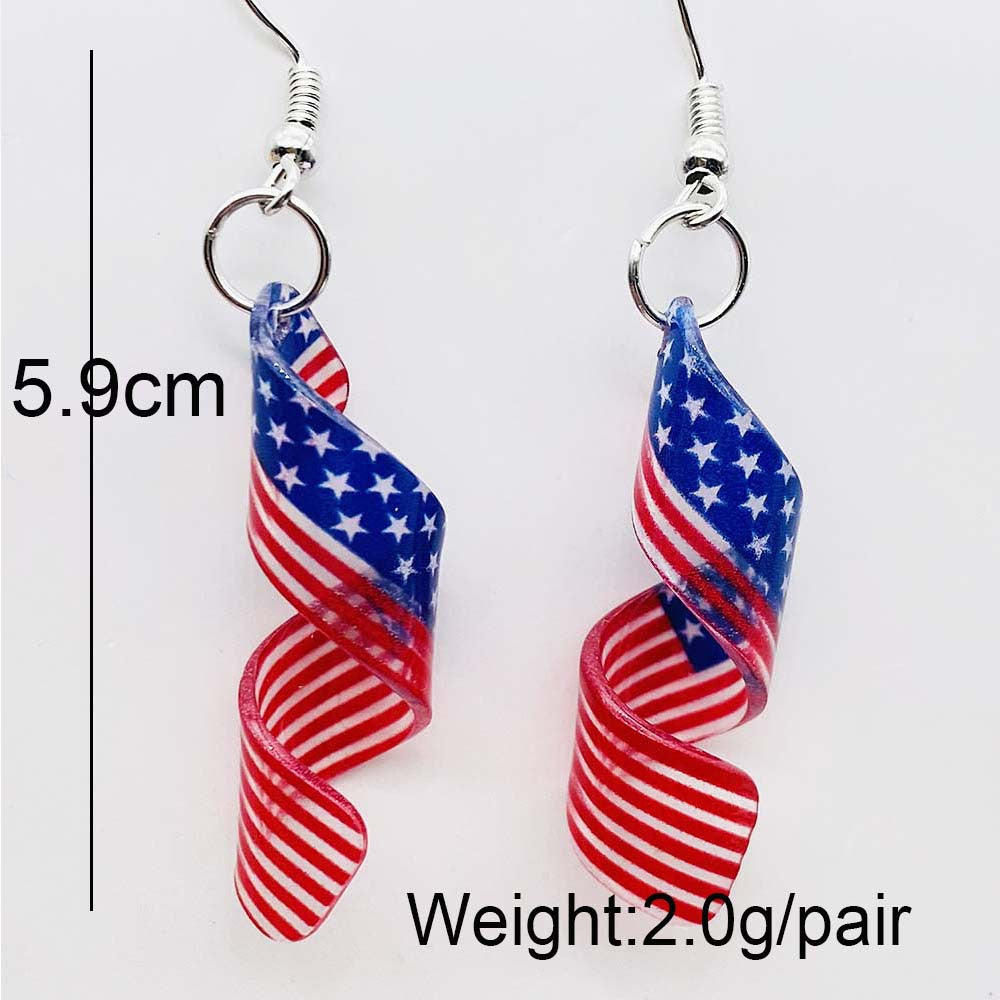 Wholesale American Independence Day Earrings Spiral Flag Acrylic Earrings