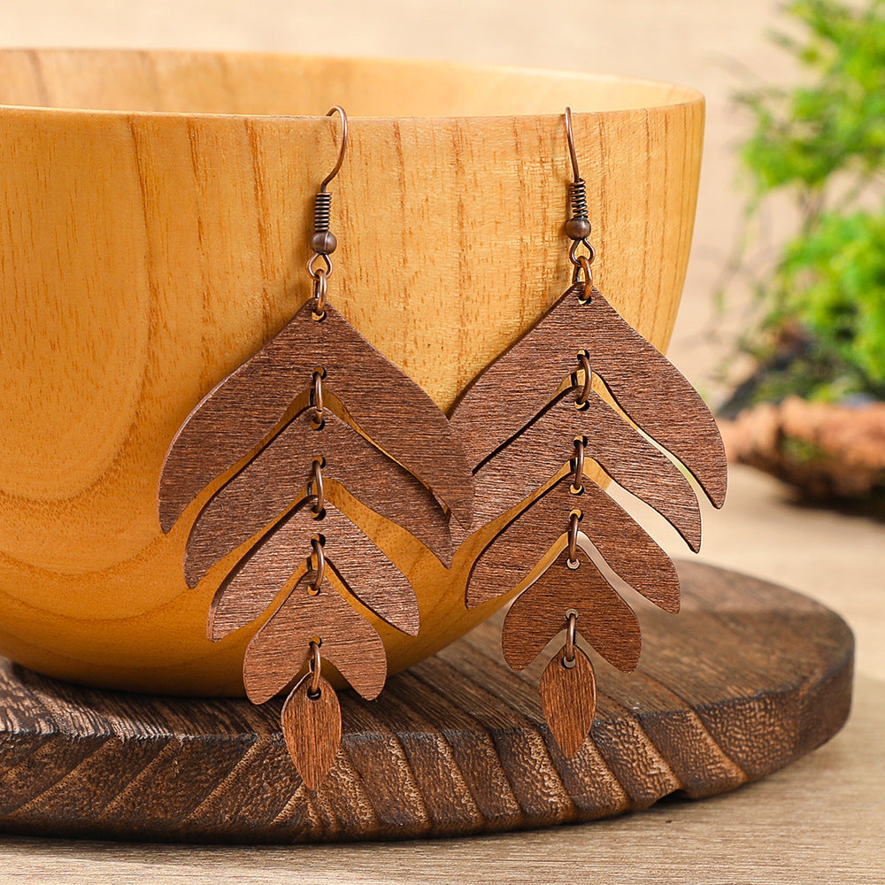 Wholesale Zinc Alloy Bohemian Leaf Earrings,  Trendy Ethnic Style Fashion Accessory for Gift