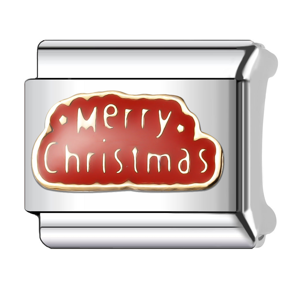 Wholesale Italian Charm Bracelet 9mm DIY Splicing Christmas Series Stainless Steel Composable Bracelet