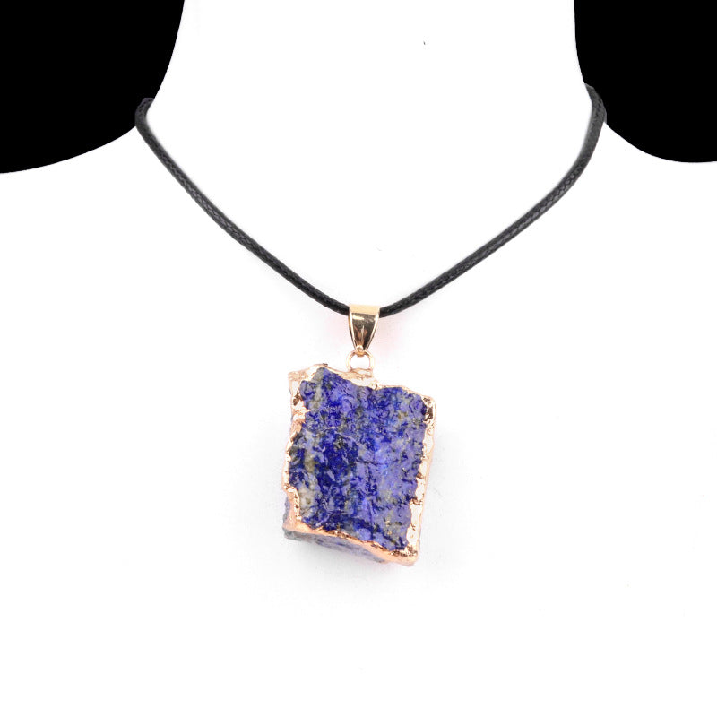 Wholesale 25~35mm Amethyst Original Stone Gold Pendant Yellow Powder White Crystal Irregular Necklace