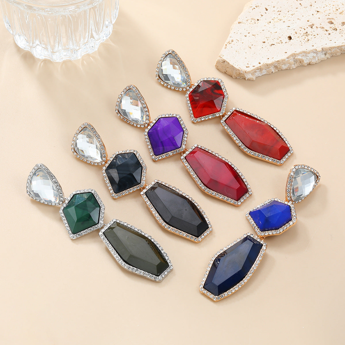 Wholesale multi-layered geometric alloy earrings bohemian alloy earrings  ACC-ES-JL010