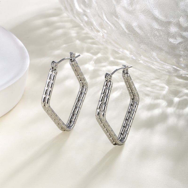 Wholesale Stainless steel heart-shaped large circle earrings