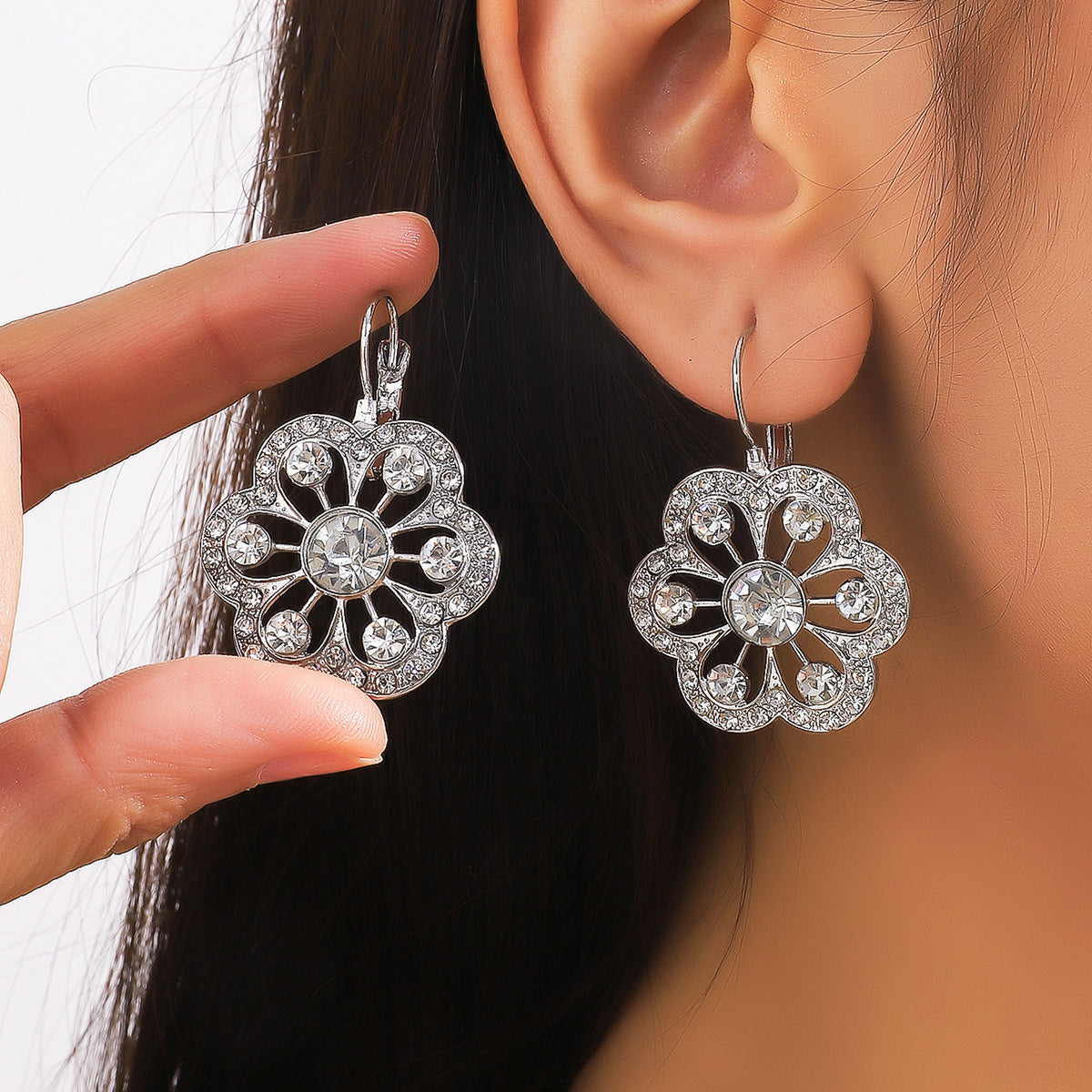 Wholesale  rhinestone plum earrings
