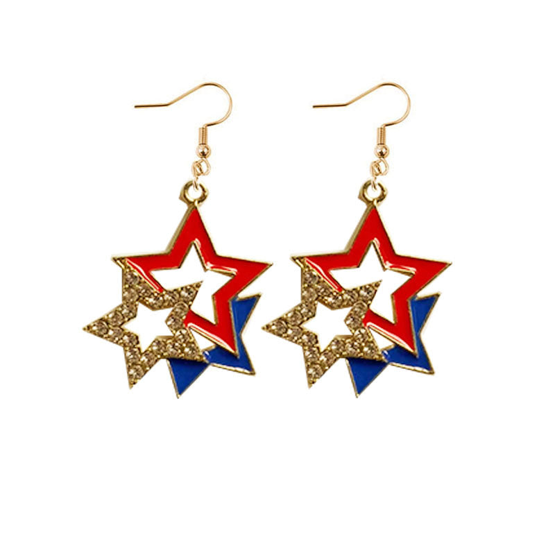 Wholesale American Independence Day Pentagram Hat Alloy Earrings ACC-ES-YiYuan003