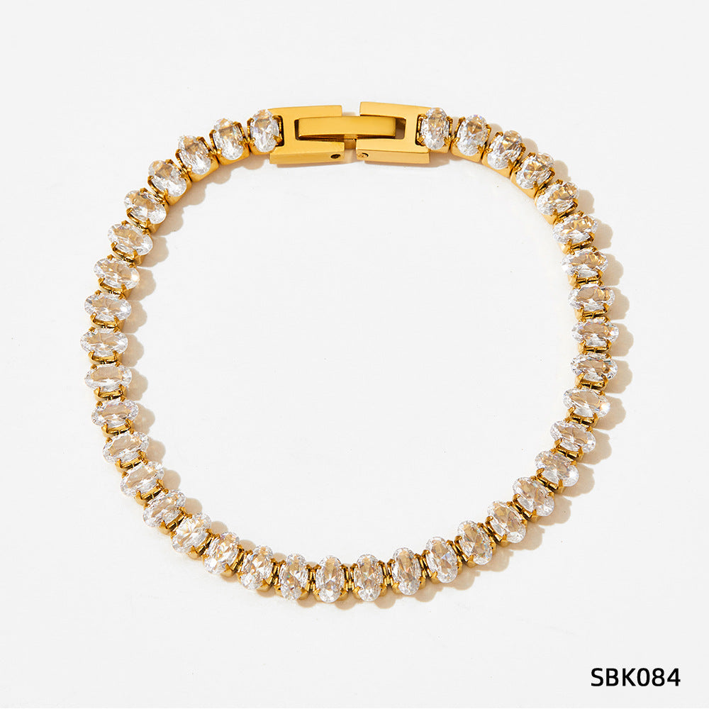 Wholesale  Stainless Steel Stacked  Inlaid Zircon Love Pendant Simple Design Bracelet suit