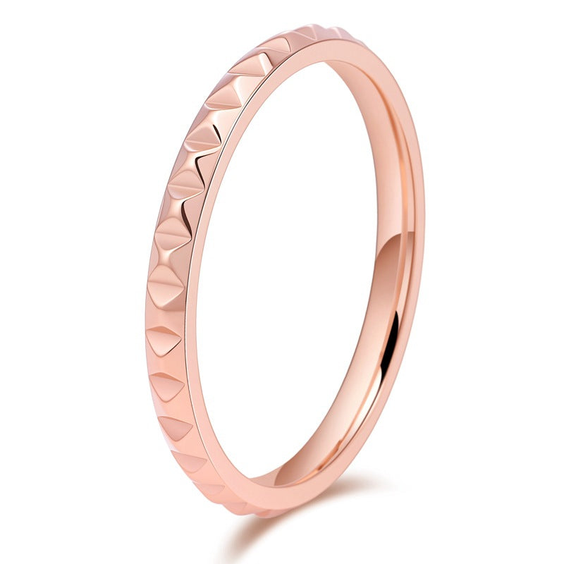 Wholesale Princess Style Stainless Steel Cone Grid Narrow Index Finger Ring