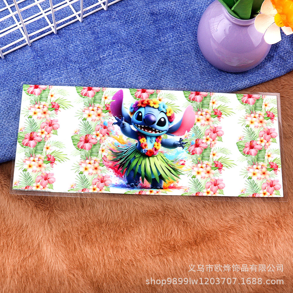 Wholesale Cartoon UV transfer stickers,  crystal stickers,  tear-off crystal labels with text,  16oz glass stickers