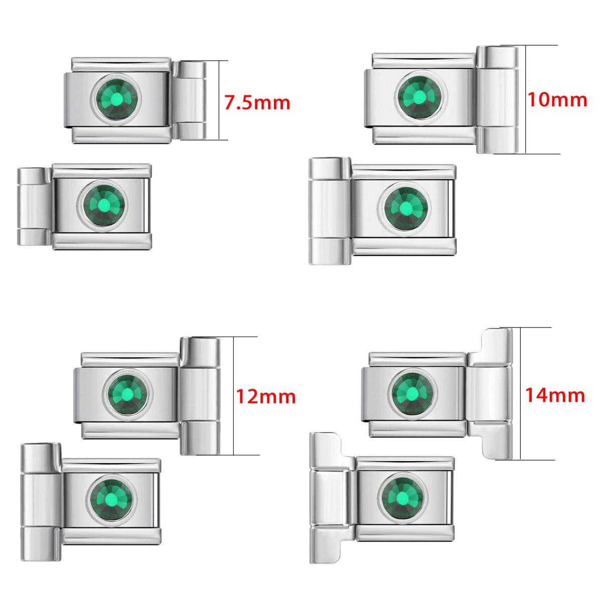 Wholesale Stylish Watch Band Connector Round Zircon Stainless Steel DIY Bracelet Charm Jewelry Accessory for Boutique Resale