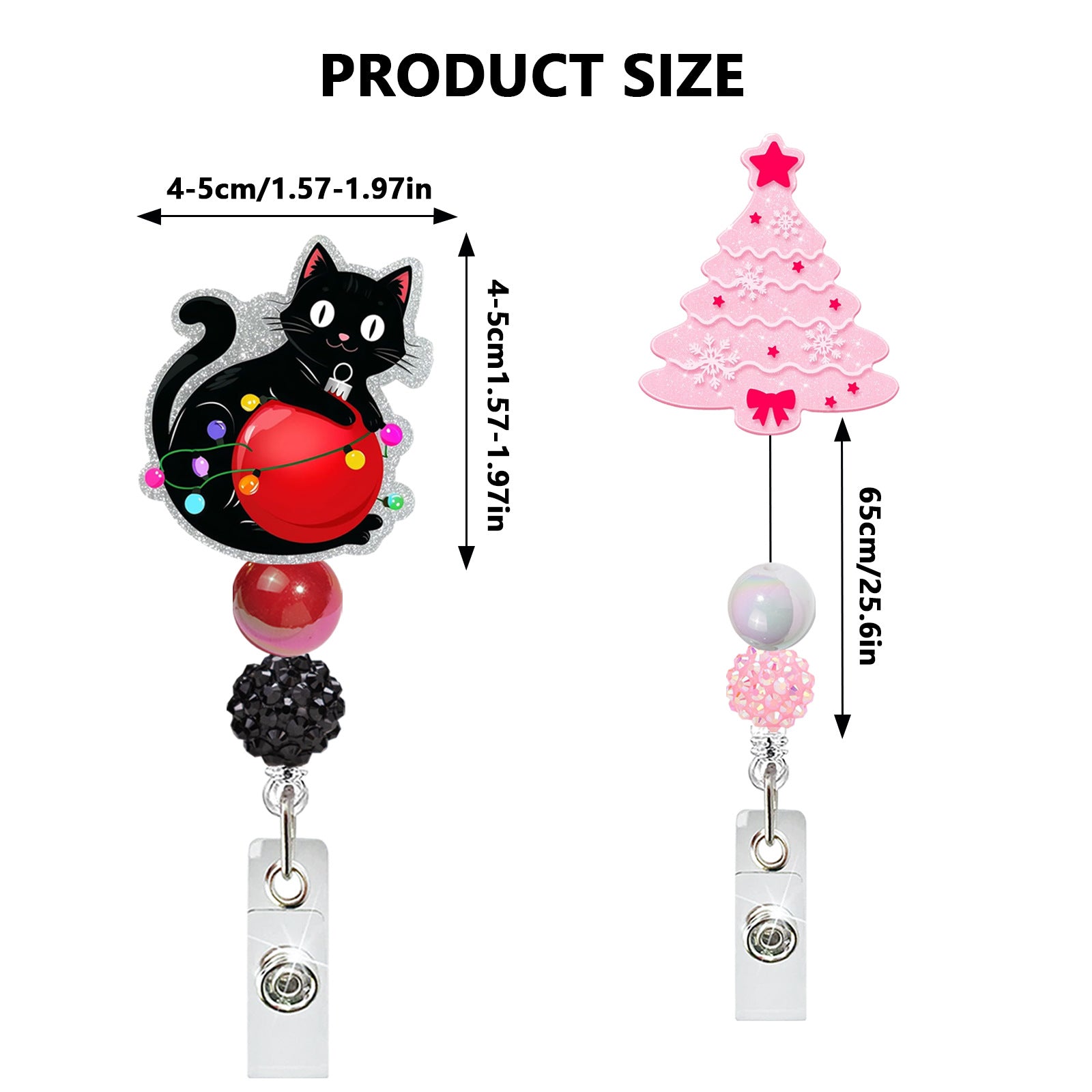 Wholesale Cute Christmas Beaded Acrylic Glitter  Badge Reels