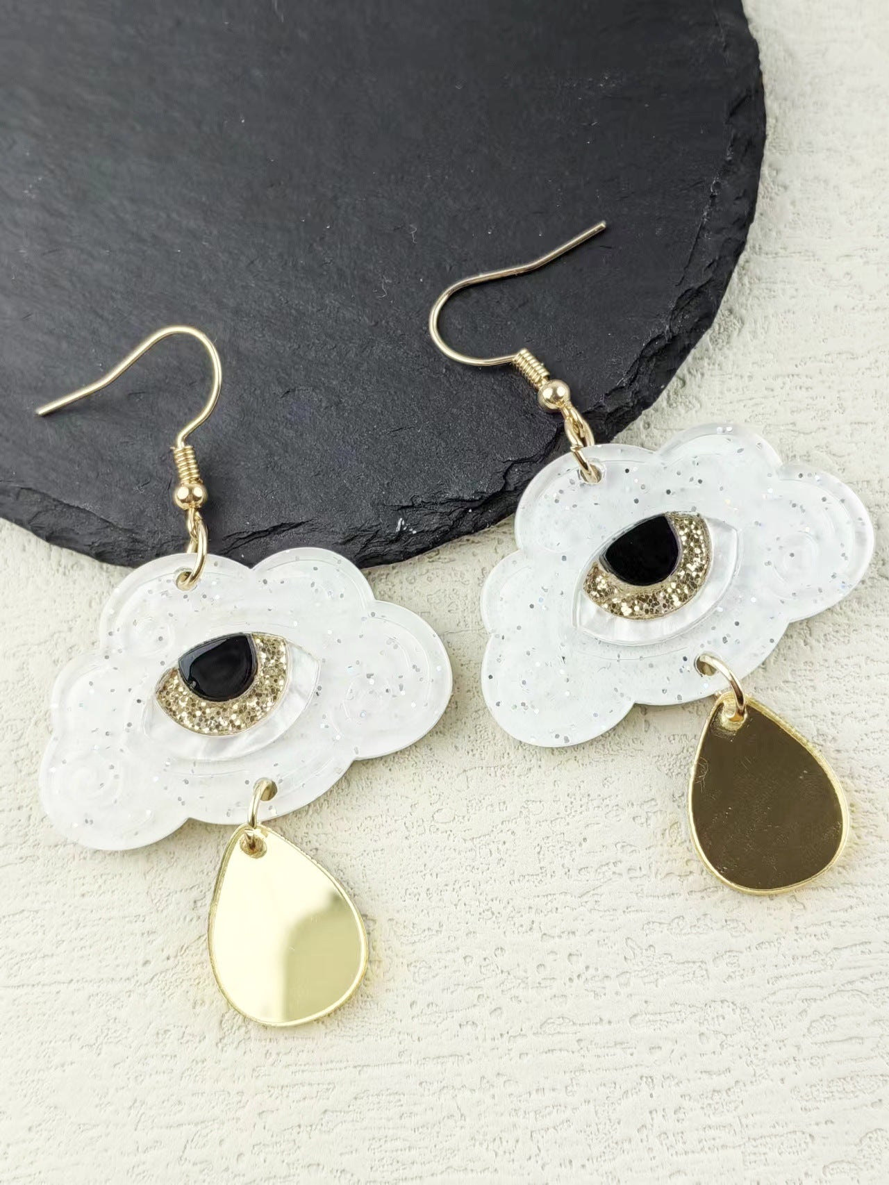 Wholesale Funny Halloween Cloud Eyes Water Drop Mirror Acrylic Earrings ACC-ES-ChiCha003