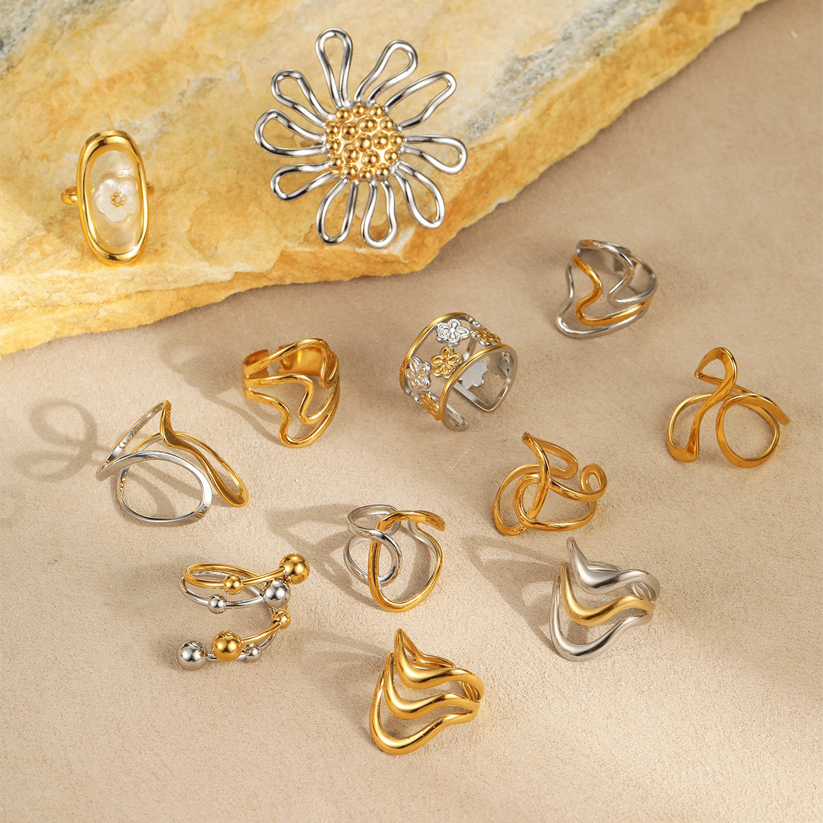 Wholesale  stainless steel ring opening adjustable exaggerated titanium steel ring