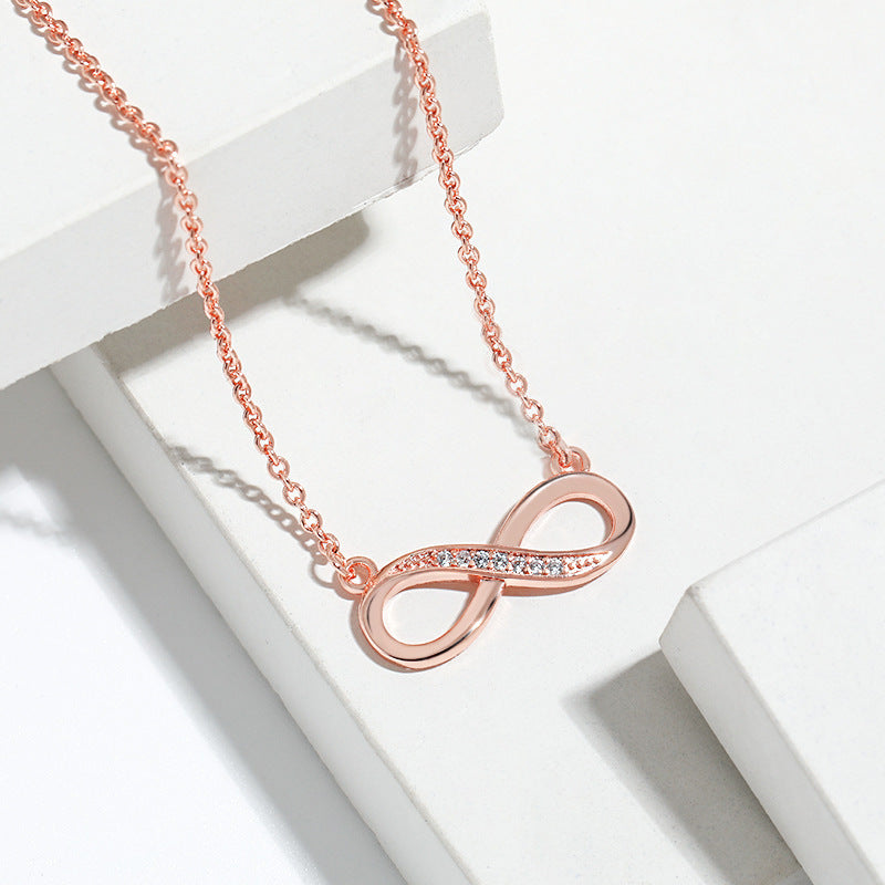 Wholesale  S925 sterling silver 8-word necklace  unlimited lucky symbol niche  clavicle chain