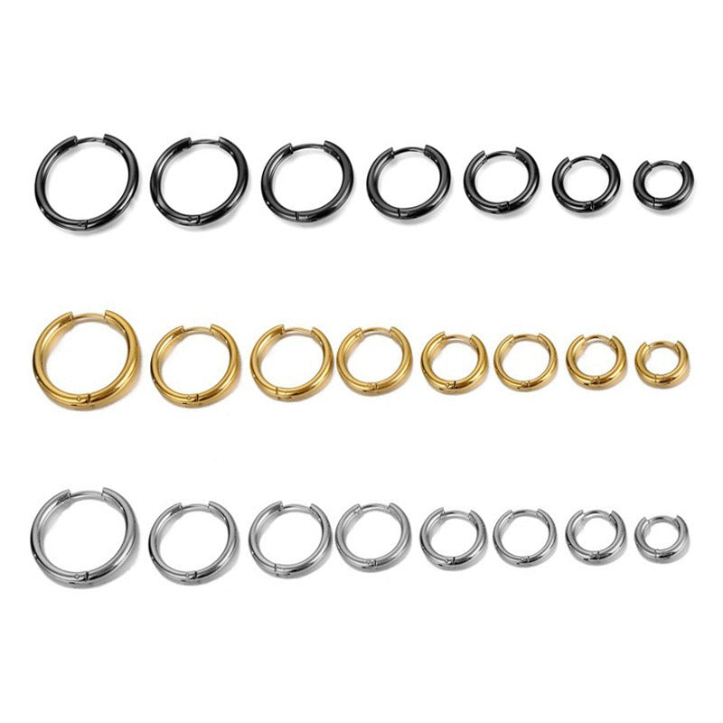 Wholesale  18K titanium steel round earrings