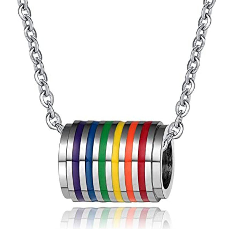 Wholesale Stainless Steel Colored Cylindrical Roller LGBT
 Titanium Steel Necklace