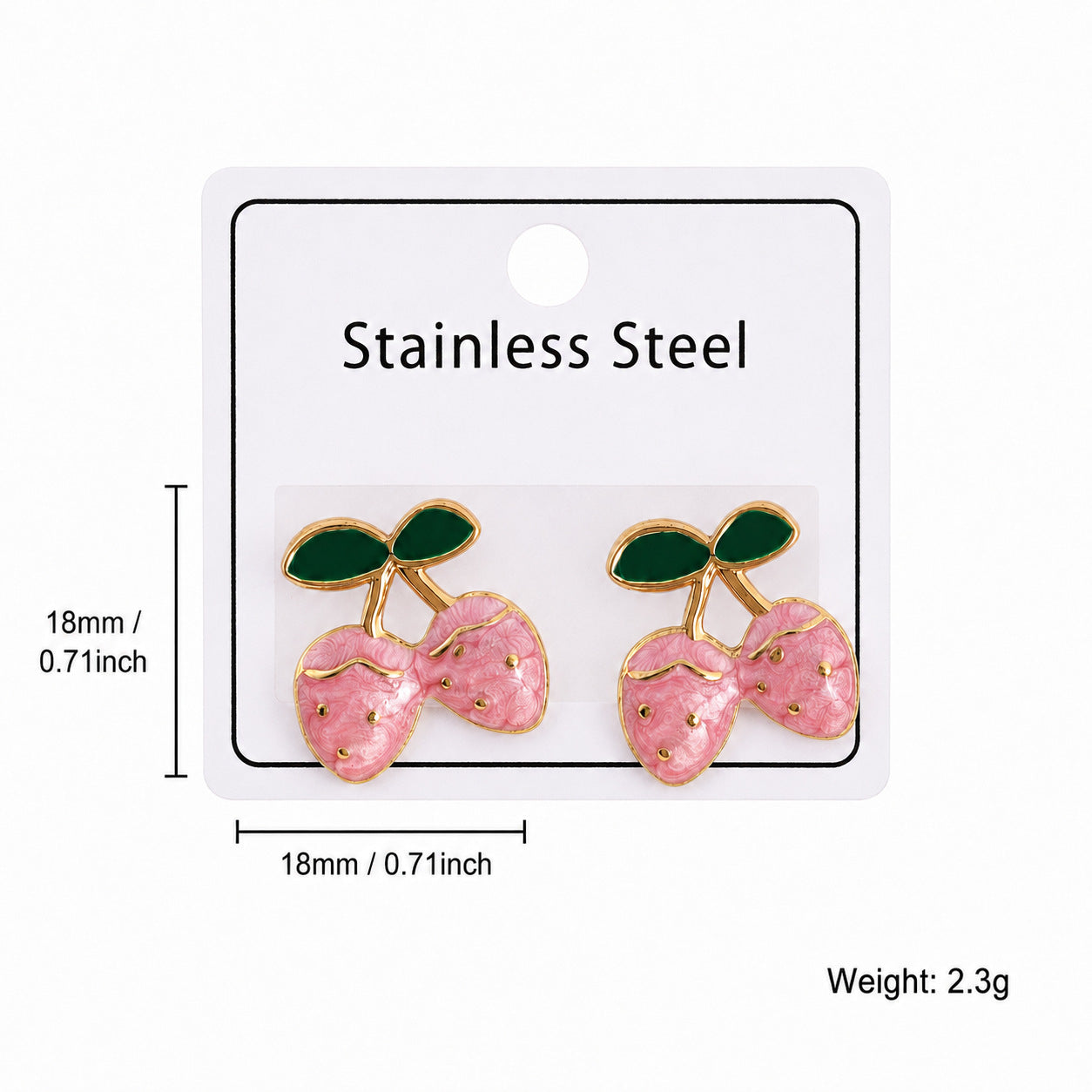 Wholesale 304 Stainless Steel Enamel Strawberry Earrings Fashion Fruit Jewelry Accessory for Party Gift