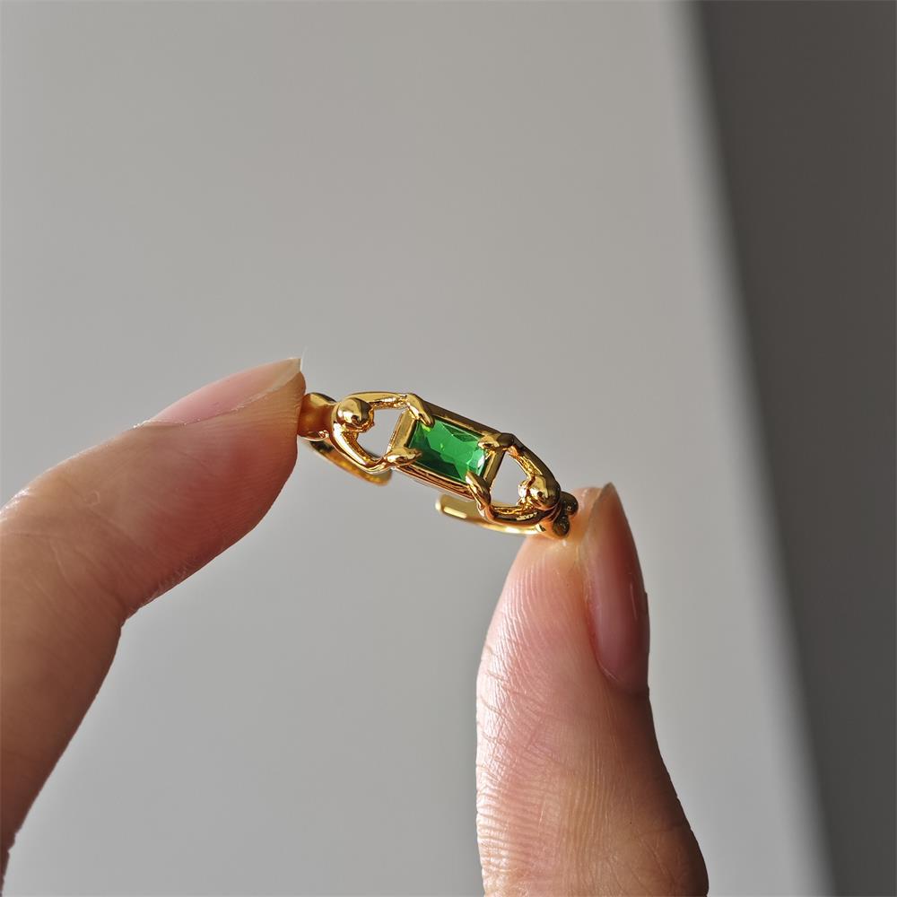 Wholesale  light luxury design zircon open adjustable ring