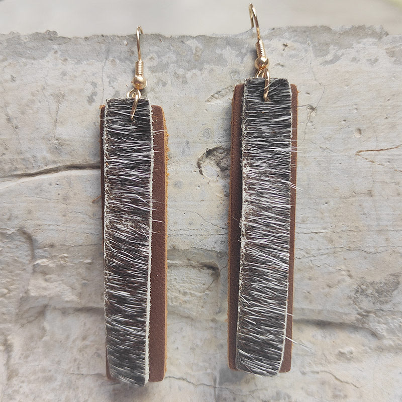Wholesale 2pcs/ pack Leather and horsehair earrings