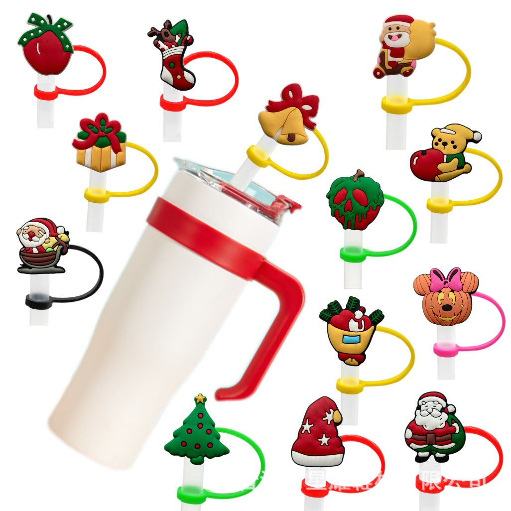 Wholesale 10pcs Christmas theme ideas 8/ 10mm Straw Cover Straw Tube Cap