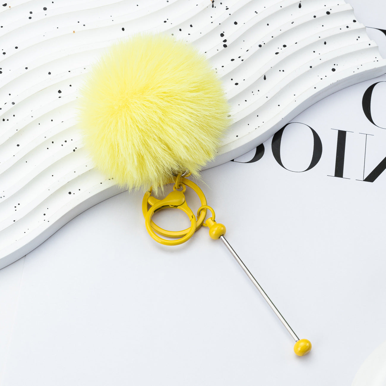 Wholesale DIY Beadable Plush Ball Keychain