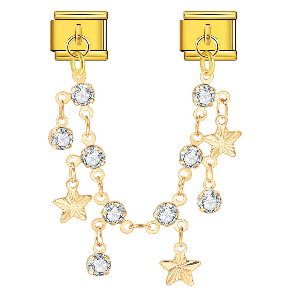 Wholesale  Italian Charm Bracelet 9mm DIY Butterfly Star Shape   Creative Stainless Steel Composable Bracelet