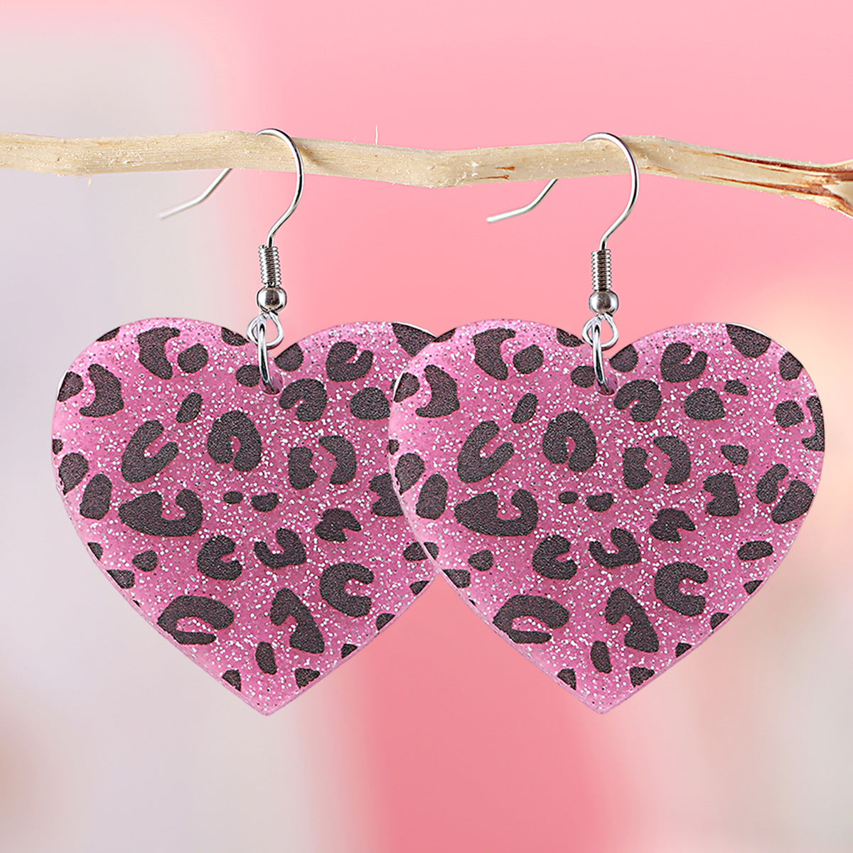 Wholesale  Valentine's Day Love Leopard Sequin Pendant Earrings