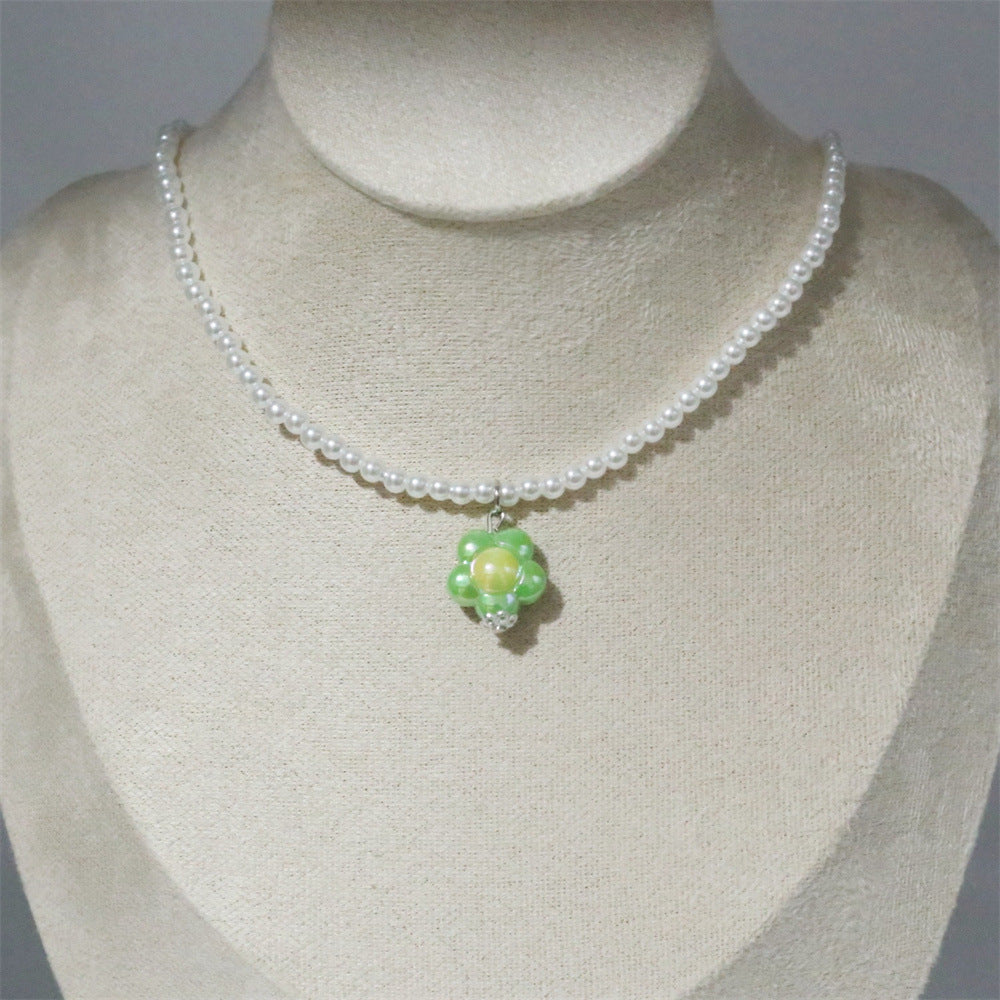 Wholesale  Flower Pearl Necklace  Clavicle Chain