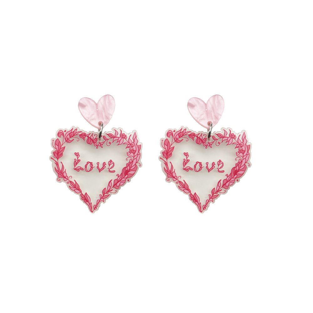 Wholesale Valentine's Day Round Acrylic Large Earrings