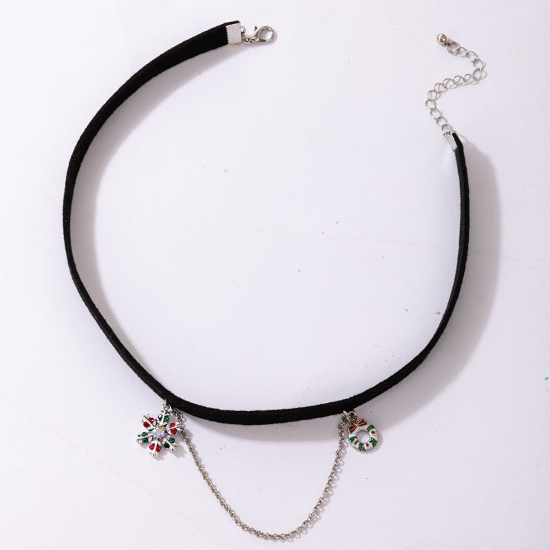 Wholesale Christmas Colorful Diamond Snowflake Single Layer Necklaces ACC-NE-YongGe004