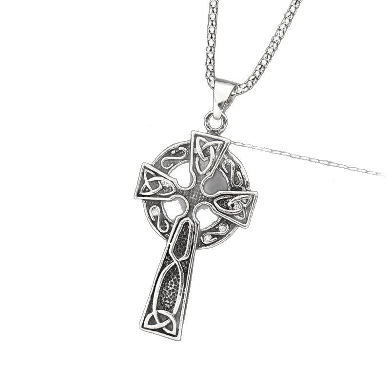 Wholesale Men S Viking Celtic Knot Cross Pendant Necklace Trendy Hip Hop Sweater Chain Jewelry Accessory