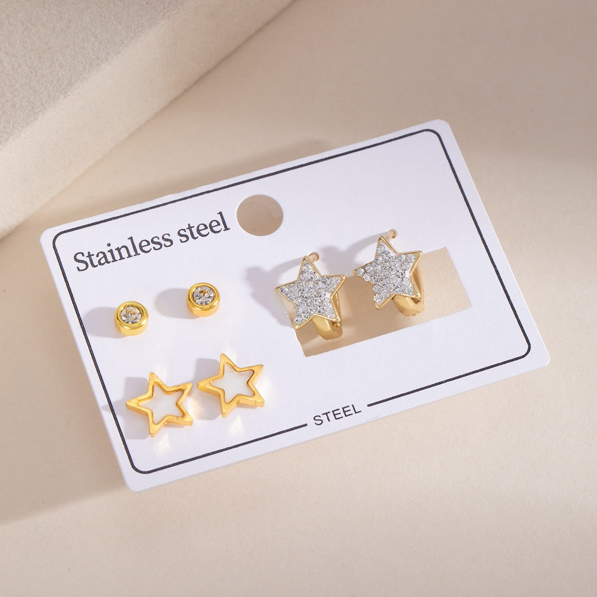 Wholesale Stainless Steel Earrings with Gold Star Rhinestone Red Circle Hoop Party Wear Fashion Accessory