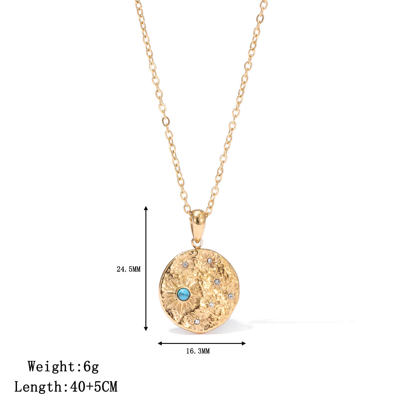 Wholesale Blue Turquoise & Titanium Steel Clavicle Sweater Necklace