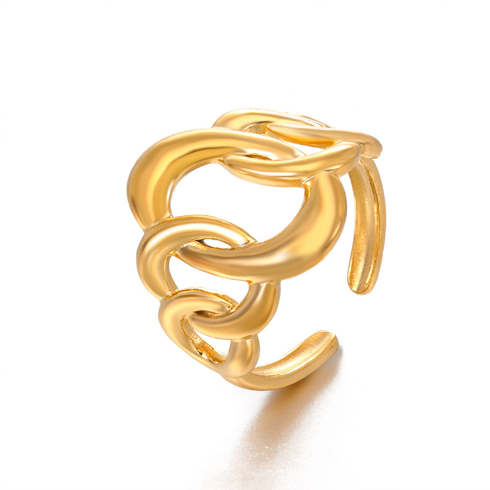 Wholesale  popular geometric Oval stainless steel ring