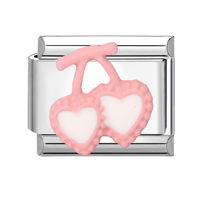 Wholesale  Italian Charm Bracelet 9mm DIY Creative Pink Cute Cartoon  Creative Stainless Steel Composable Bracelet