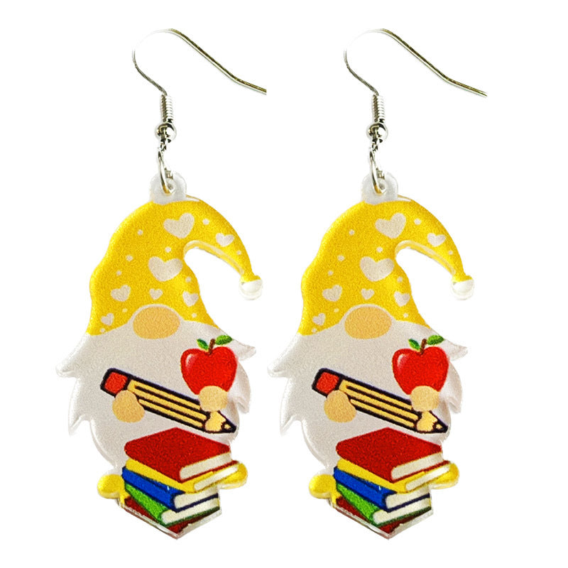 Wholesale 2 Pairs/pack Teacher Gift Coffee Cup Apple Acrylic Earrings Teacher's Day ACC-ES-HY023