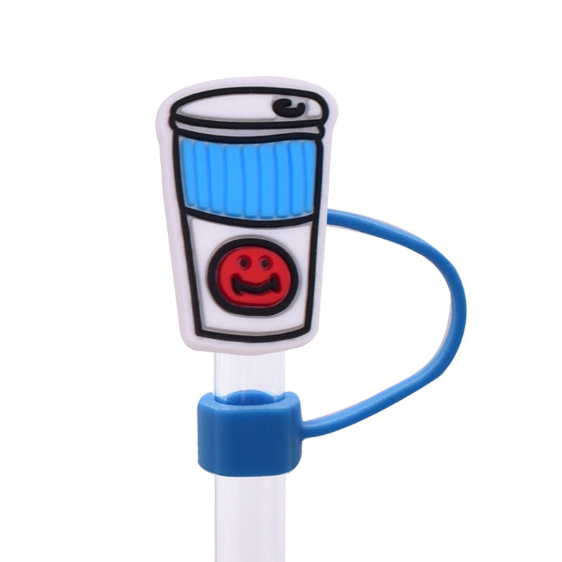 Wholesale Random 100pcs Cute Cartoon Dessert Straw Cover 10MM Straw Tube Cap