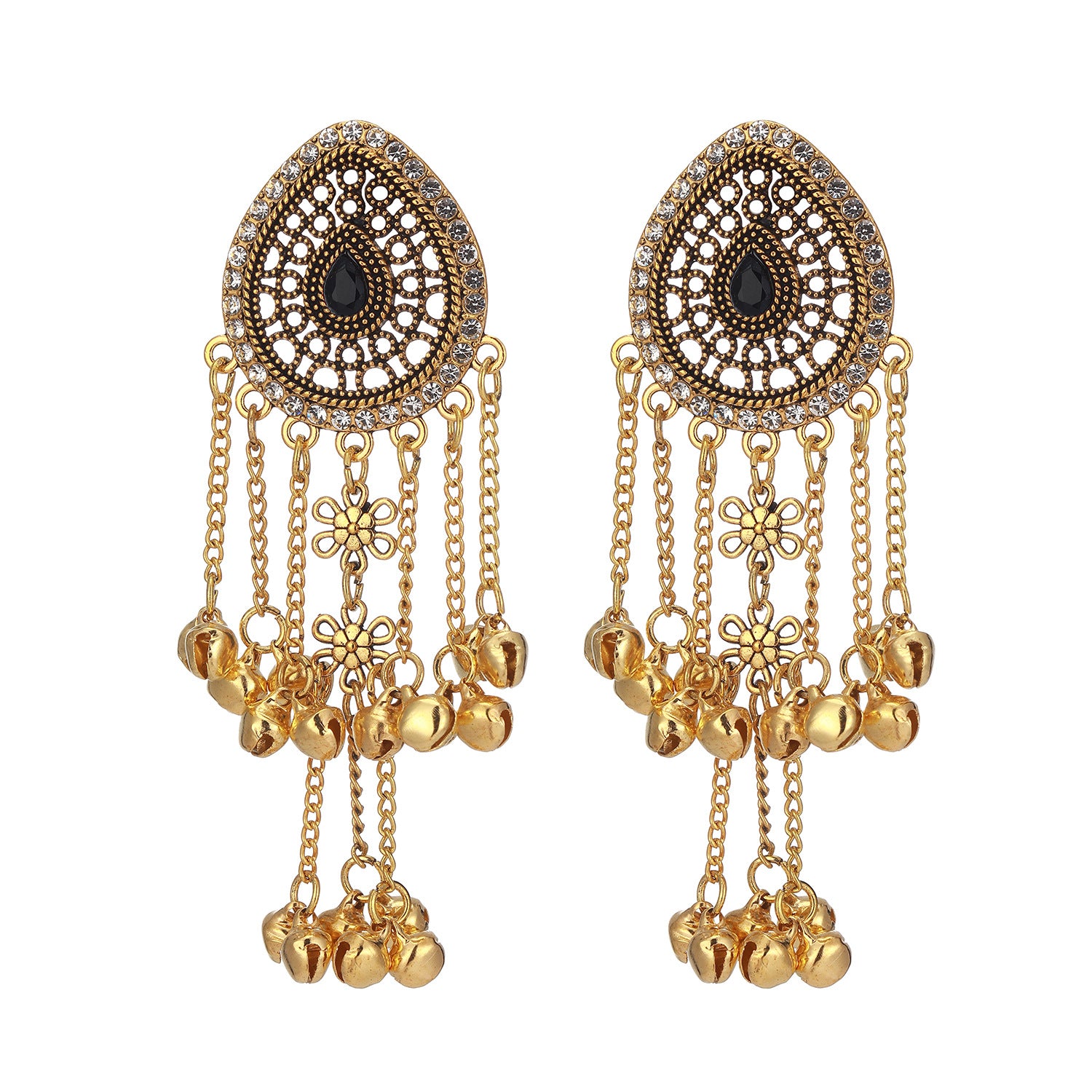 Wholesale Trendy Long Tassel Rhinestone Earrings For Women Elegant Gold Tone Party Jewelry Accessory Boutique Resale Gift