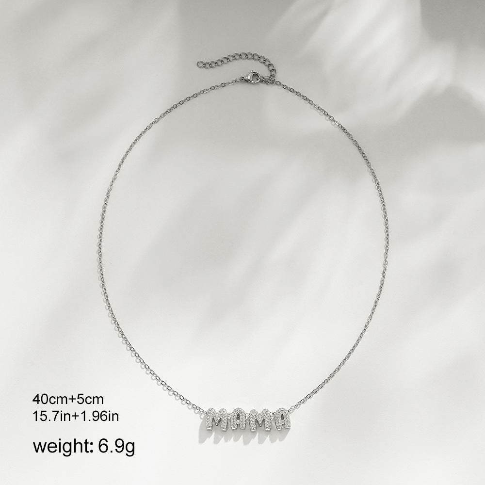 Wholesale  18k gold zircon balloon bubble 26 English letter pendant necklace