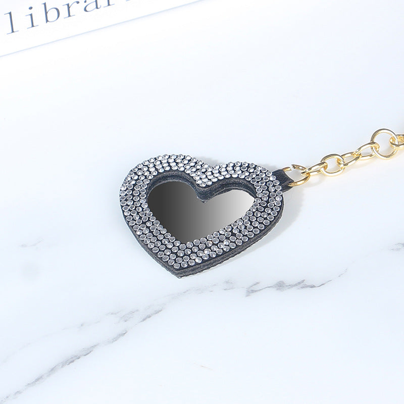 Wholesale Cute Diamond Small Heart Mirror Keychains ACC-KC-RuiJie004