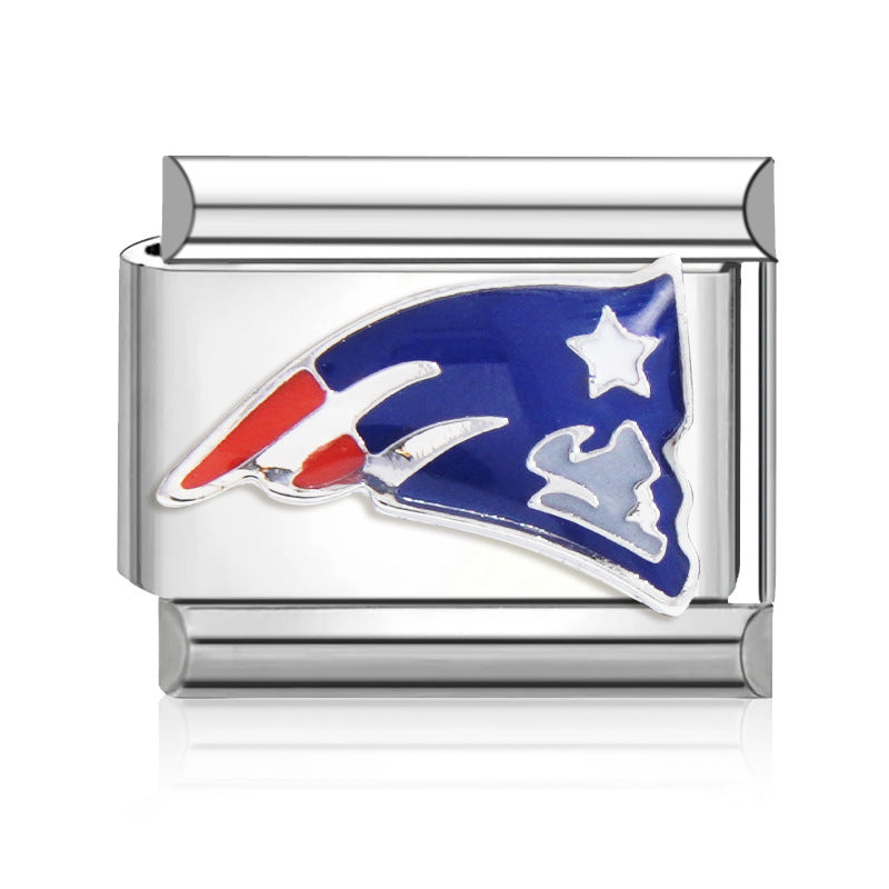 Wholesale 2PCS 9mm Italian Charm Starter Bracelets DIY Rugby Stainless Steel Composable Bracelet