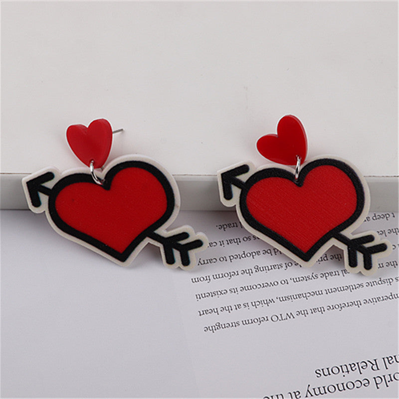 Wholesale Valentine' s Day Love Bear Rose Heart Earrings