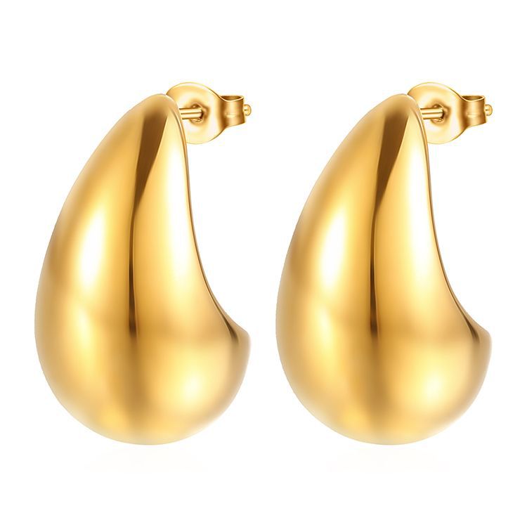 Wholesale Stainless Steel Earrings Electroplating 18k Water Drop Hollow Earrings ACC-ES-MuShan005