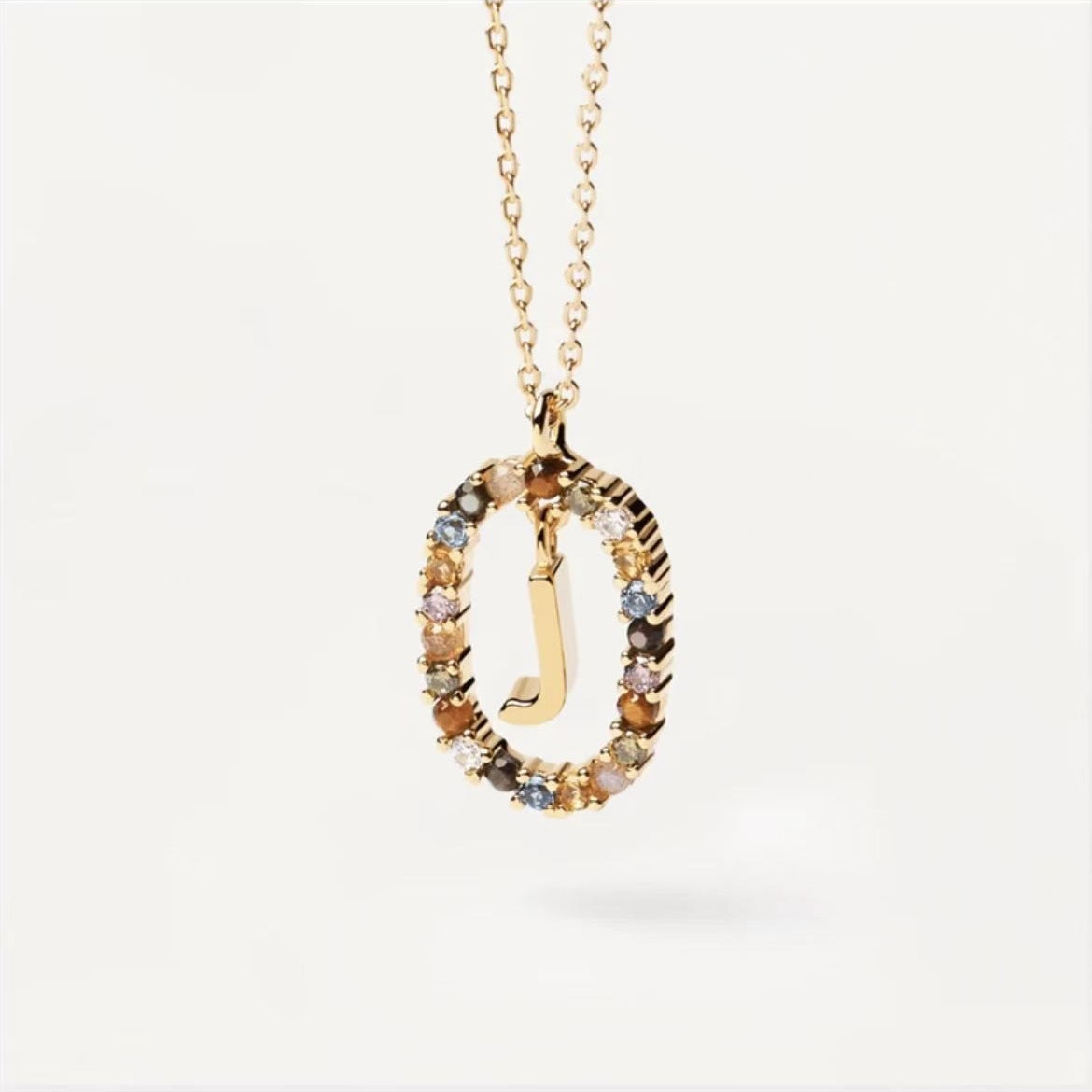 Wholesale Color Diamond Letter Necklace Inlaid with Color Zircon Clavicle Chain Choker Necklace ACC-NE-BYL002
