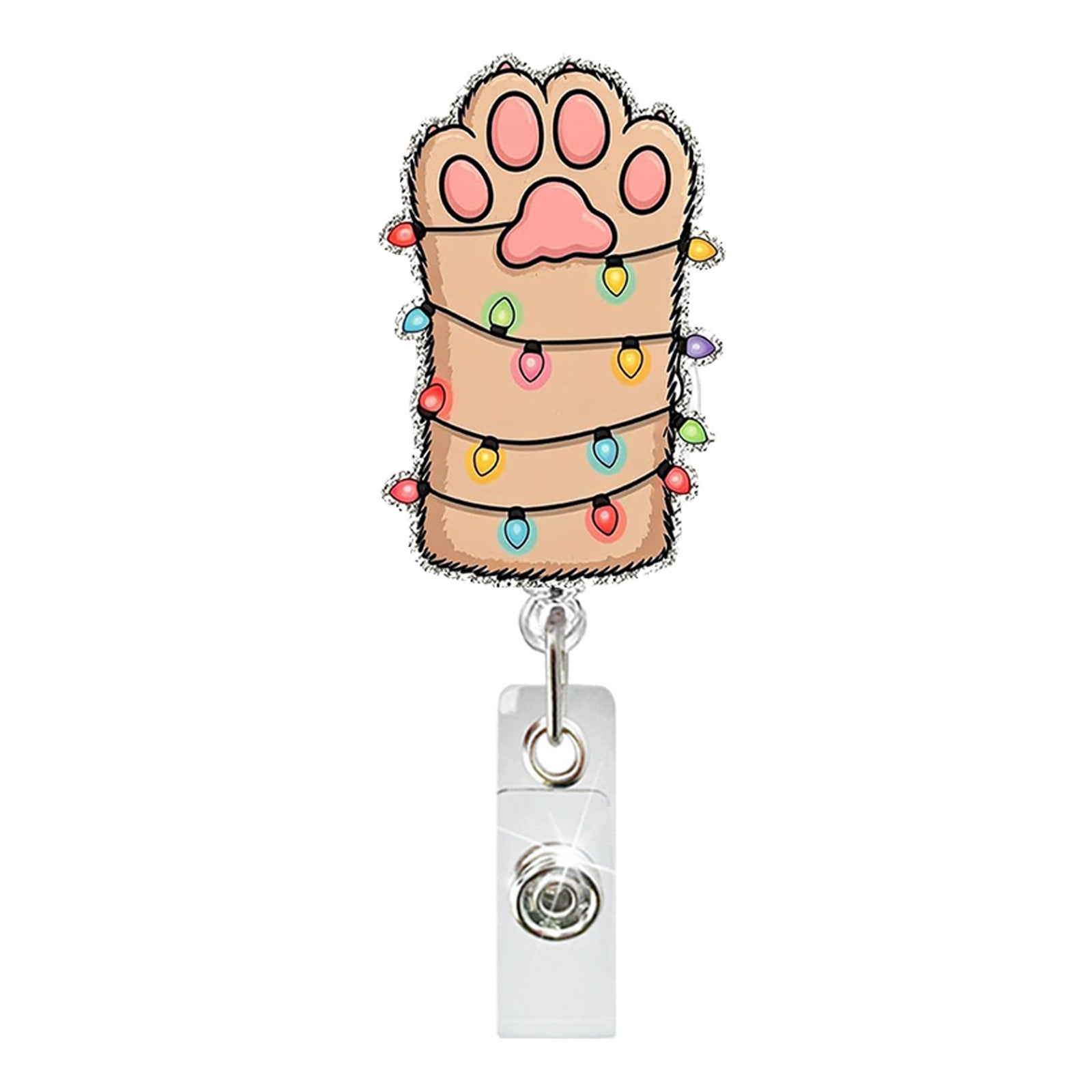 Wholesale Acrylic Christmas Lights Dog Dinosaur Black Cat Retractable Rotating Badge Keychain ACC-KC-QiDing029