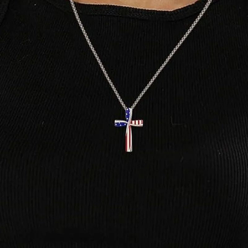 Wholesale  Cross Necklace Independence Day Necklace