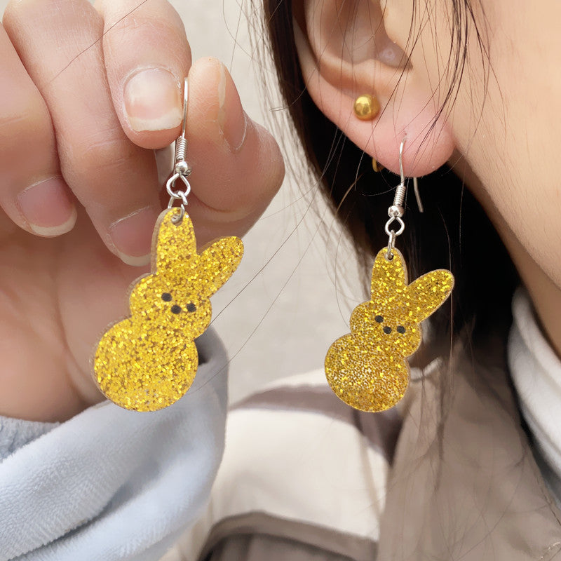 Wholesale Acrylic Easter Powder Bunny Earrings