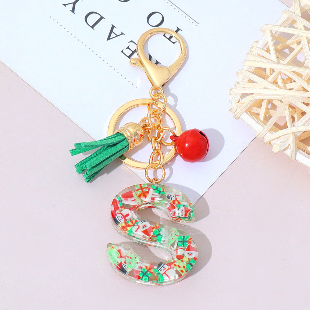 Wholesale Resin English Letter Keychain with Tassel Festive Holiday Party Bag Charm