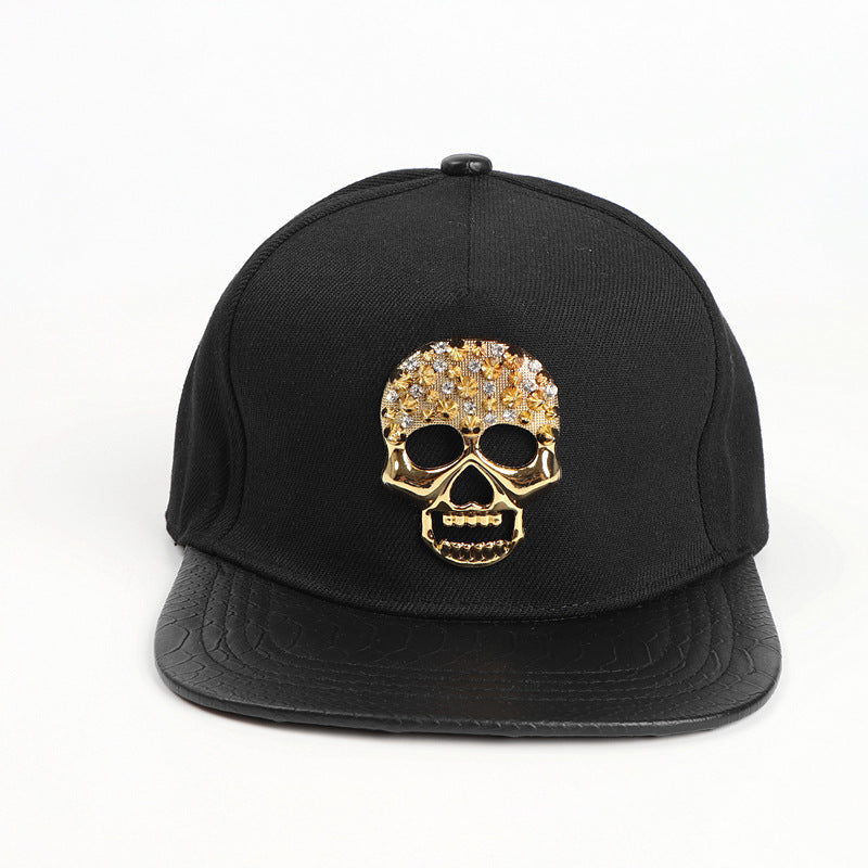 Wholesale hat metal skull flat hat snakeskin brim Tide brand hip-hop baseball cap