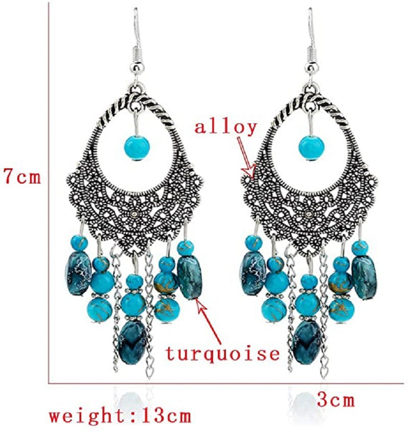 Wholesale Bohemian Turquoise Water Drop Pendant Necklace,  Fashion Jewelry Accessory for Everyday Gift or Resale
