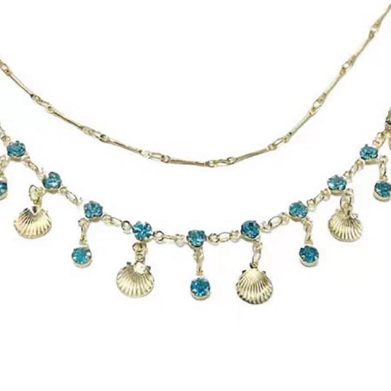 Wholesale Double Layer Stacked Shell Necklace
